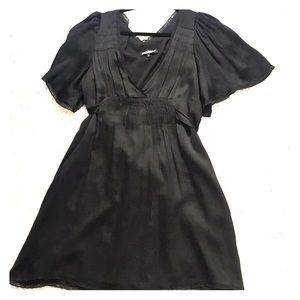 Betsey Johnson black silk dress LBD 6